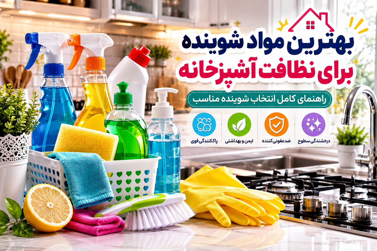 10 مورد از بهترین مواد شوینده برای نظافت آشپزخانه؛ راهنمای کامل انتخاب شوینده مناسب