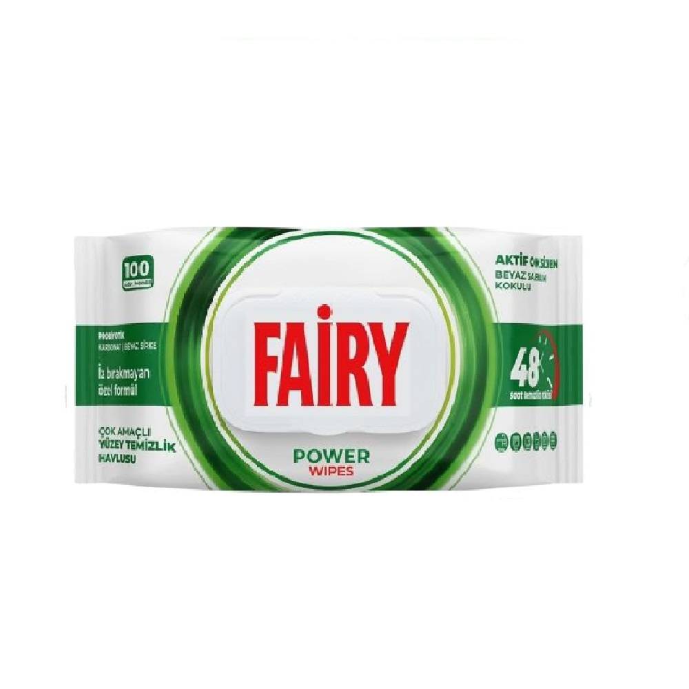 Fairy Power Wipes Surface Cleaning Wipes with White Soap – 100-Count Pack دستمال مرطوب سطوح فیری Fairy مدل Power Wipes حاوی صابون سفید بسته 100 عددی - تصویر 1