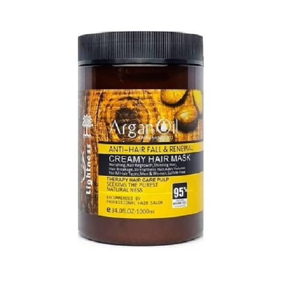 ماسک مو لایتنس مدل روغن آرگان تقویت کننده فاقد سولفات مناسب انواع مو حجم 1000 میلی لیتر