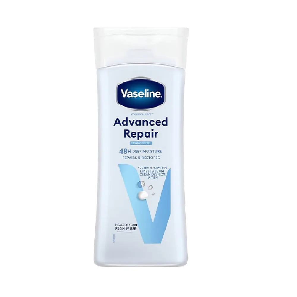 VASELINE - ADVANCED REPAIR body lotion 200ML لوسيون بدن ترميم كننده قوي بدون بو وازلين 200 ميل - تصویر 1